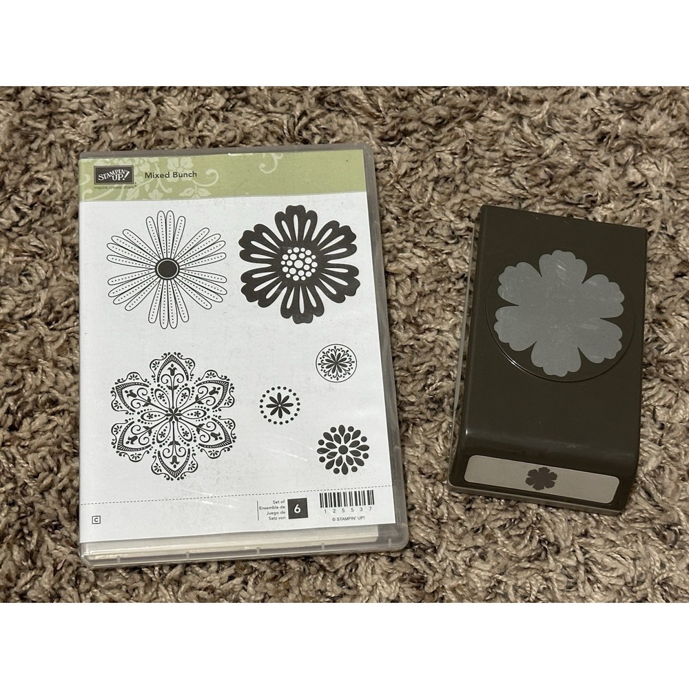 Stampin Up Mixed Bunch Stamp Set  & Coordinating Blossom Punch~Floral, Mosaic